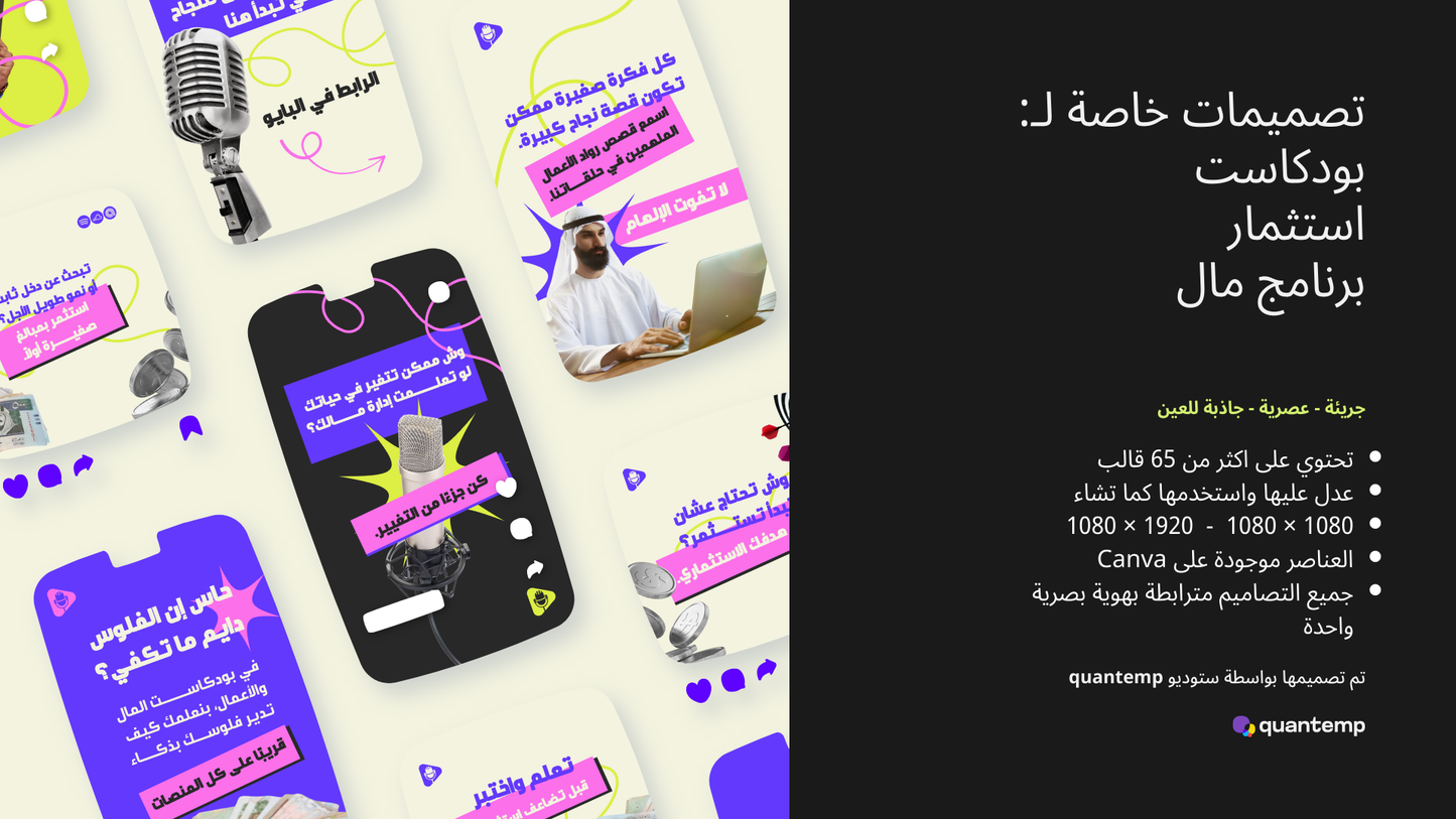 حزمة قوالب البودكاست لسوق المال و الاعمال و التكنولوجيا الماليه